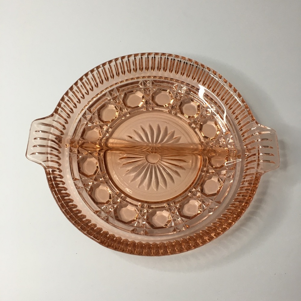 Vintage Pink Depression Divided Glass Dish